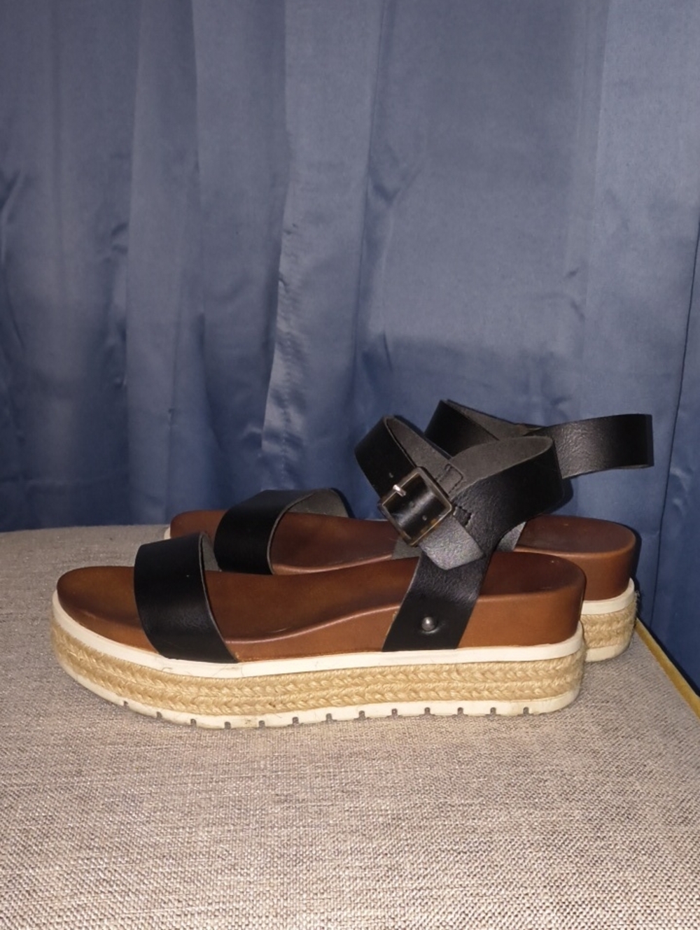 MIA Black and Brown Platform Espadrille Sandals